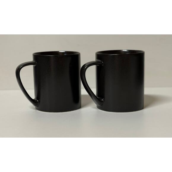 Black Stone Glaze Coffee Mugs - Set of 2 -kk520 - Picture 1 of 3
